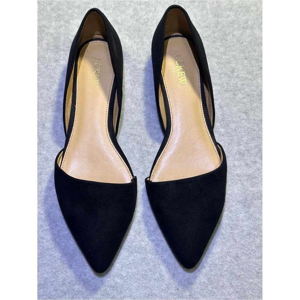 J.Crew Black Suede Pointed Toe D'Orsay Flats Size 9
